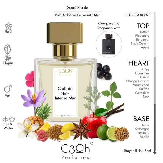 C3oh Club de Nuit Intense Man | Men's Perfume | Chypre Floral Fragrance | 50 ml & 100 ml