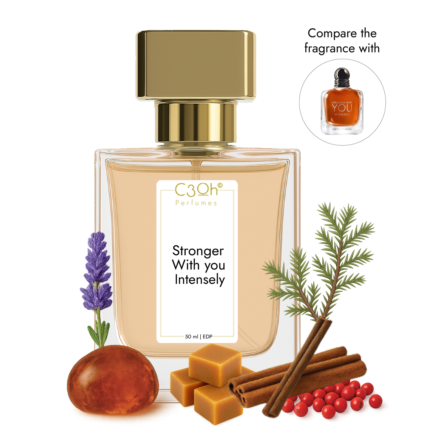 C3oh Stronger with you Intensely | Men's Perfume | Vanilla Spicy Woody Fragrance | 50 ml & 100 ml