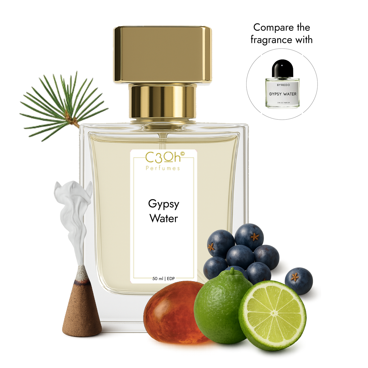 C3oh Gypsy Water Perfume Spray for Men & Women | Warm woody Fragrance | 50 ml & 100 ml Men Women's Eau De Perfume Spray | Luxury Gift for Him & Her | Perfume for Free-spirited Bohemian Confident Joyful Men Women