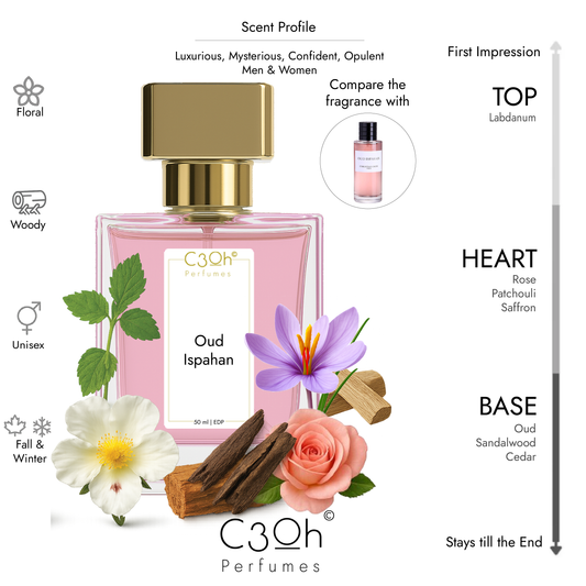 C3oh Oud Ispahan Perfume Spray for Men & Women | Floral Woody Fragrance | 50 ml 100 ml