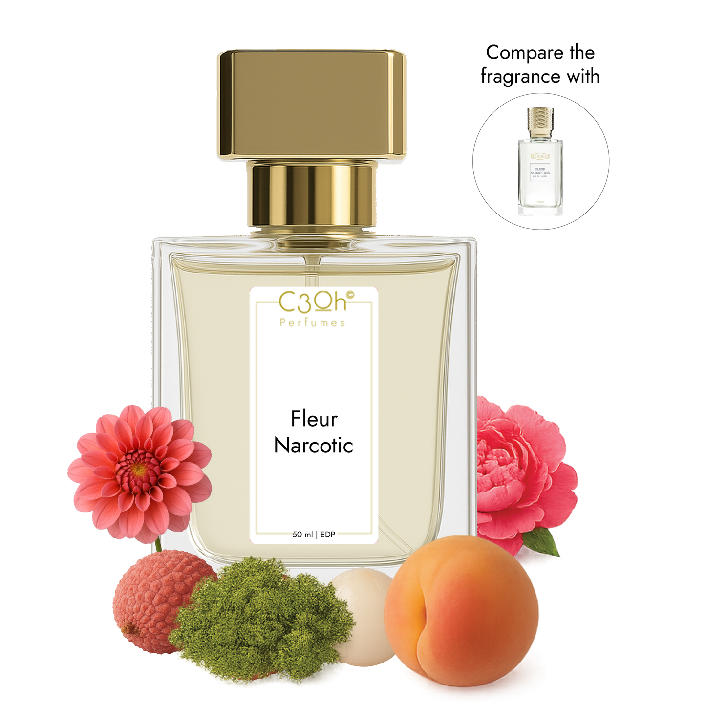 C3oh Fleur Narcotic Perfume Spray for Men & Women | Floral Fruity Fragrance | 50 ml & 100 ml Men & Women's Eau De Perfume Spray | Luxury Gift for Him & Her | Perfume for Luxurious Fashion-forward Glamorous Elite Men & Women