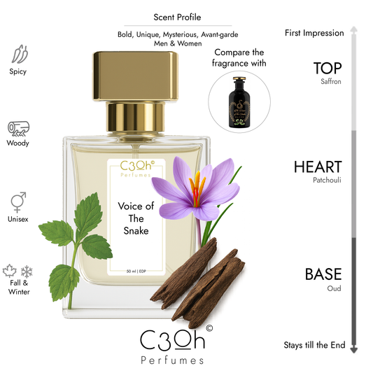 C3oh Voice of the Snake Perfume Spray for Men & Women | Woody Spicy Fragrance | 50 ml & 100 ml