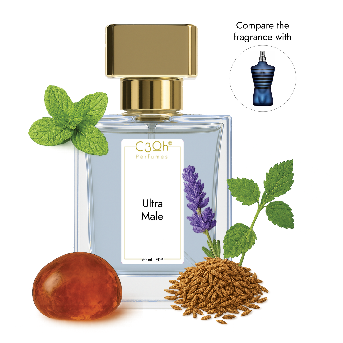 C3oh Ultra Male Perfume Spray for Men | Ambery Aromatic Fragrance | 50 ml & 100 ml