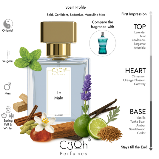 C3oh Le Male Perfume Spray for Men | Oriental Fougere Fragrance | 50 ml & 100 ml
