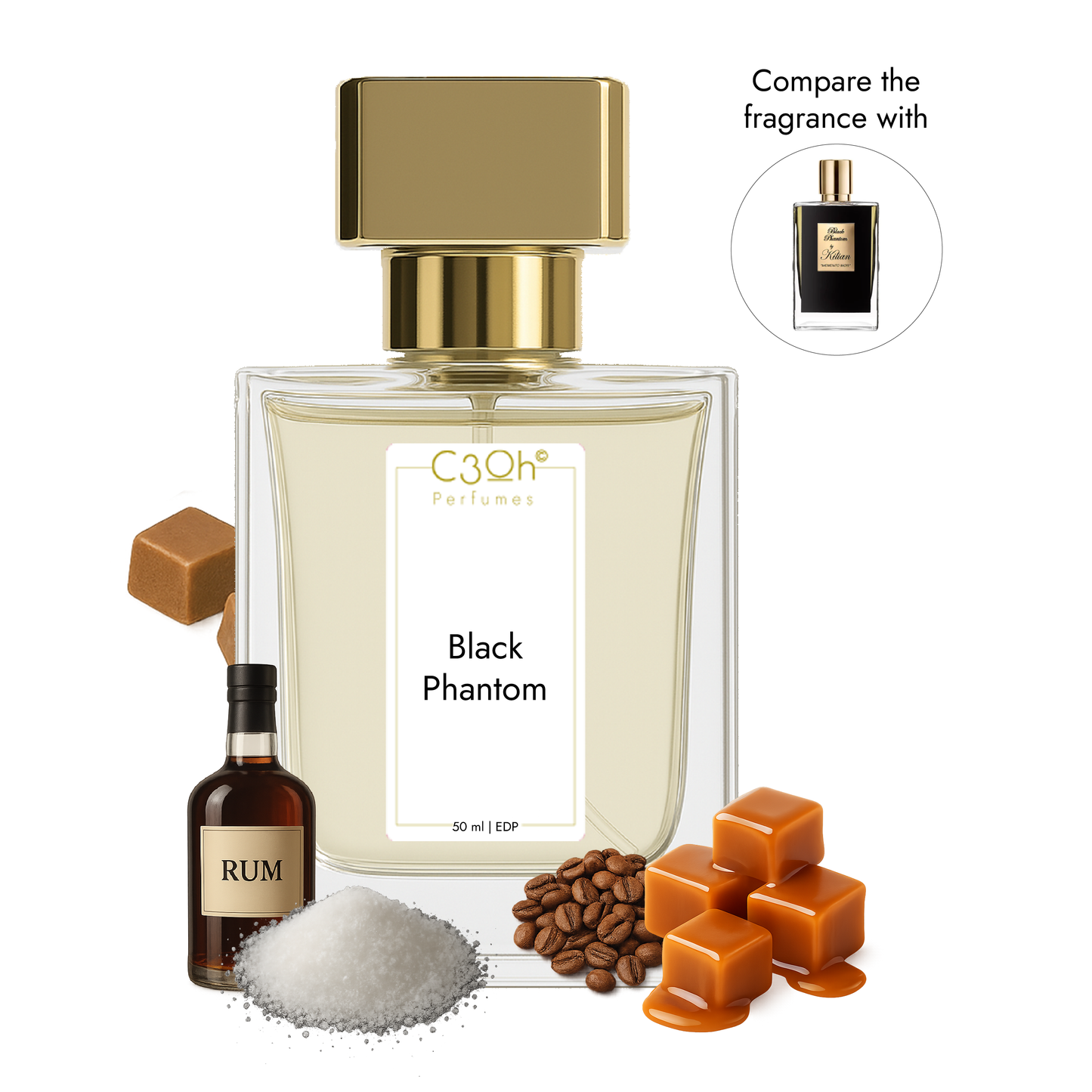 C3oh Black Phantom | Men & Women Perfume | Oriental Woody Fragrance | 50 ml & 100 ml