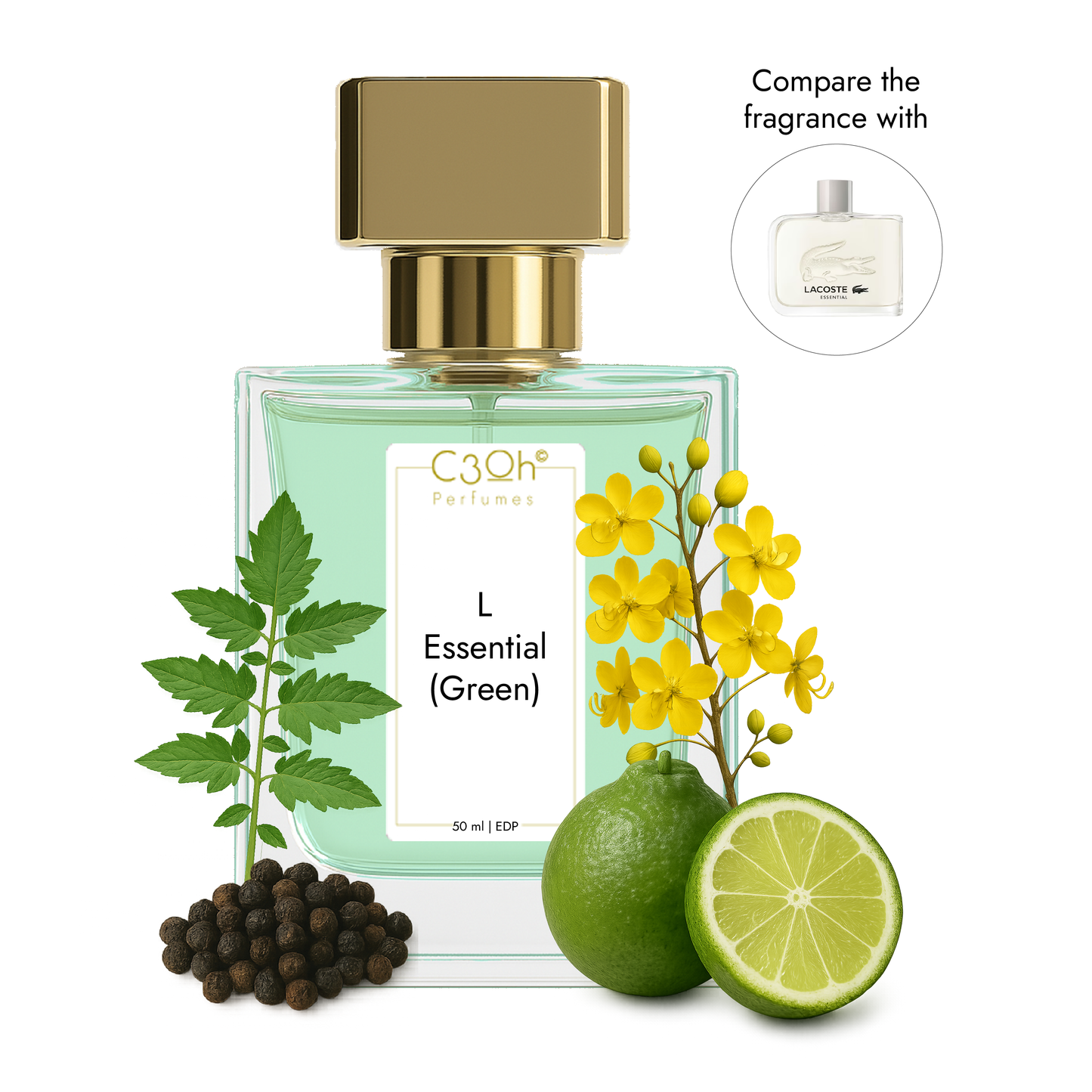 C3oh Essential (Green) | Men's Perfume | Woody Aromatic Fragrance | 50 ml & 100 ml