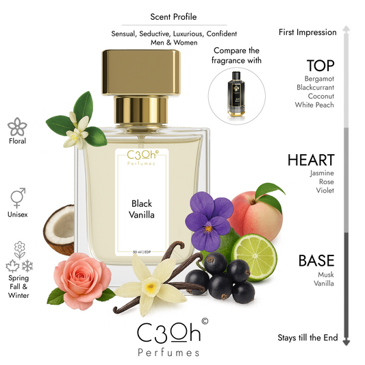 C3oh Black Vanilla Perfume | Men & Women's Perfume | Floral Fragrance | 50 ml & 100 ml