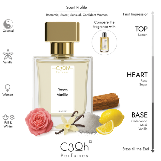 C3oh Roses Vanille | Women's Perfume | Oriental Vanilla Fragrance | 50 ml & 100 ml
