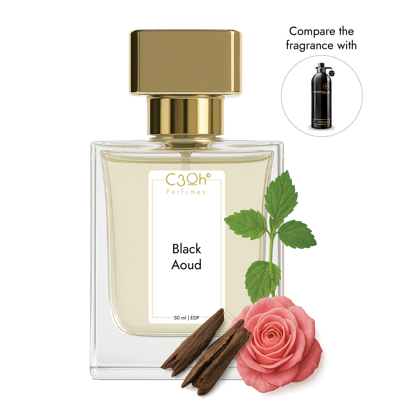 C3oh Black Aoud | Men's Perfume | Woody Floral Musky Fragrance | 50 ml & 100 ml