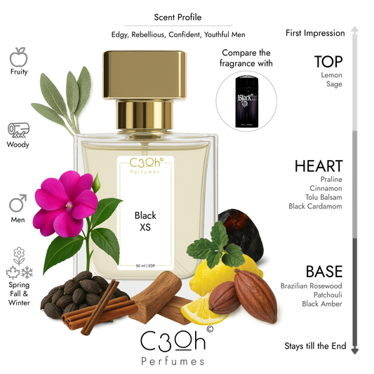 C3oh Black XS | Men's Perfume | Woody Fruity Fragrance | 50 ml & 100 ml