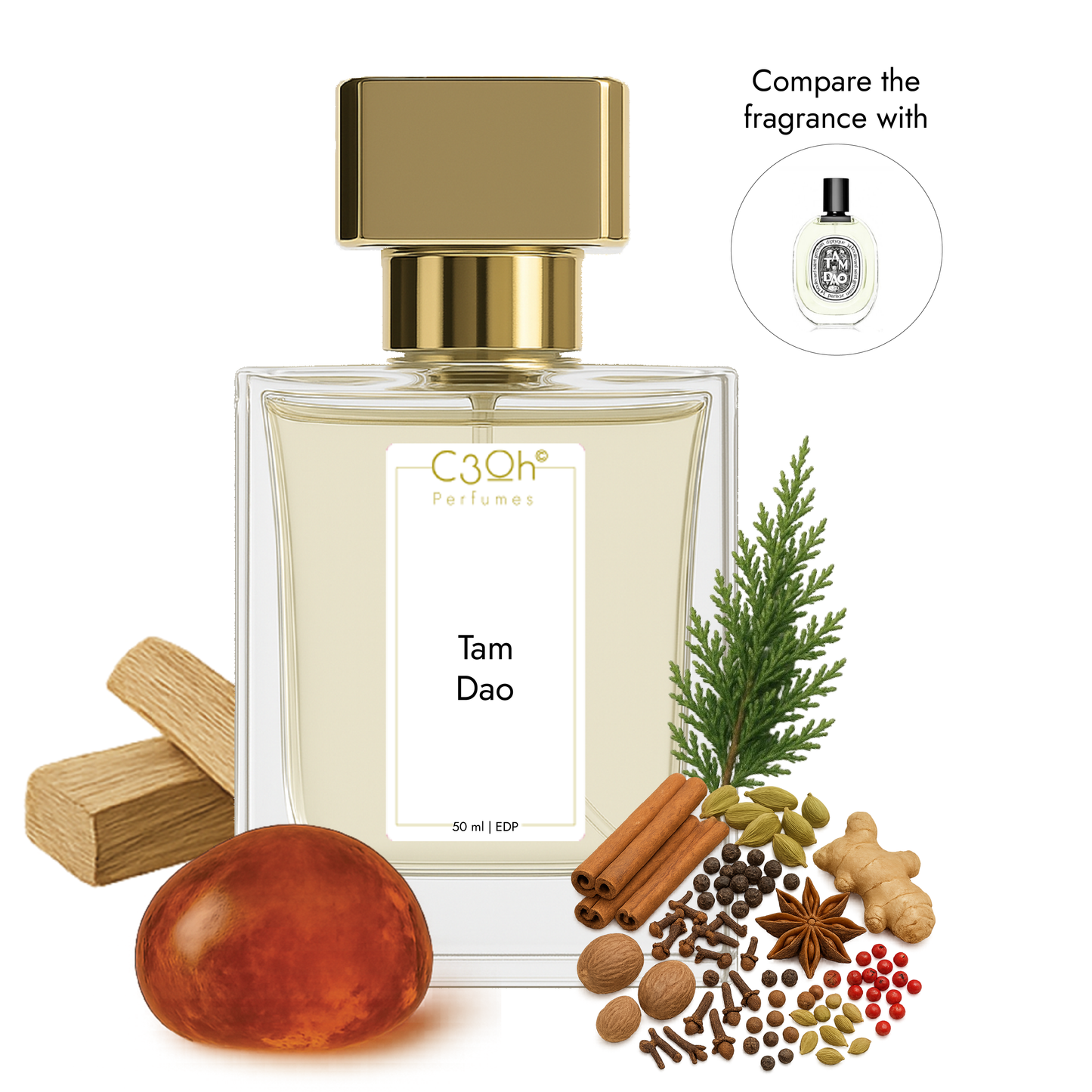 C3oh Tam Dao Perfume Spray for Men & Women | Woody musky Fragrance | 50 ml 100 ml Men & Womens Eau De Perfume Spray | Luxury Gift for Him Her | Perfume for Sophisticated Elegant Confident Classic Men Women