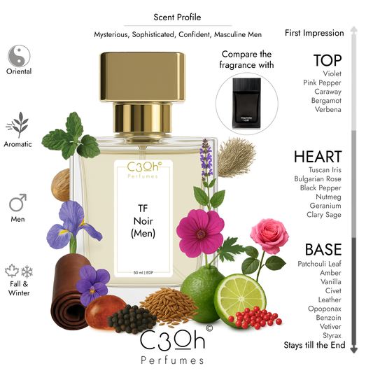 C3oh TF Noir Men | Men's Perfume | Oriental Aromatic Spicy Fragrance | 50 ml & 100 ml