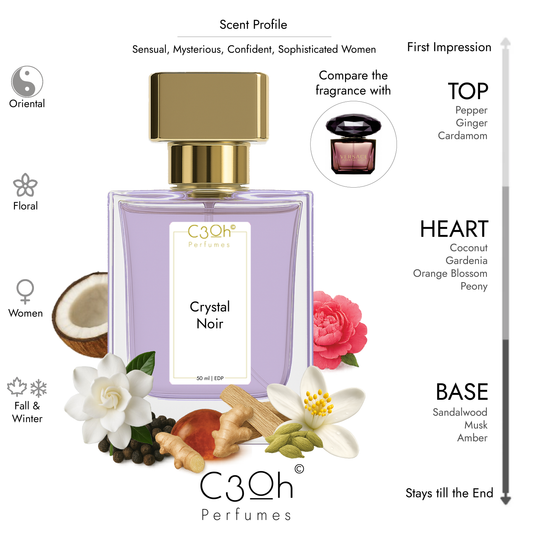 C3oh Crystal Noir | Women's Perfume | Floral Oriental Fragrance | 50 ml & 100 ml