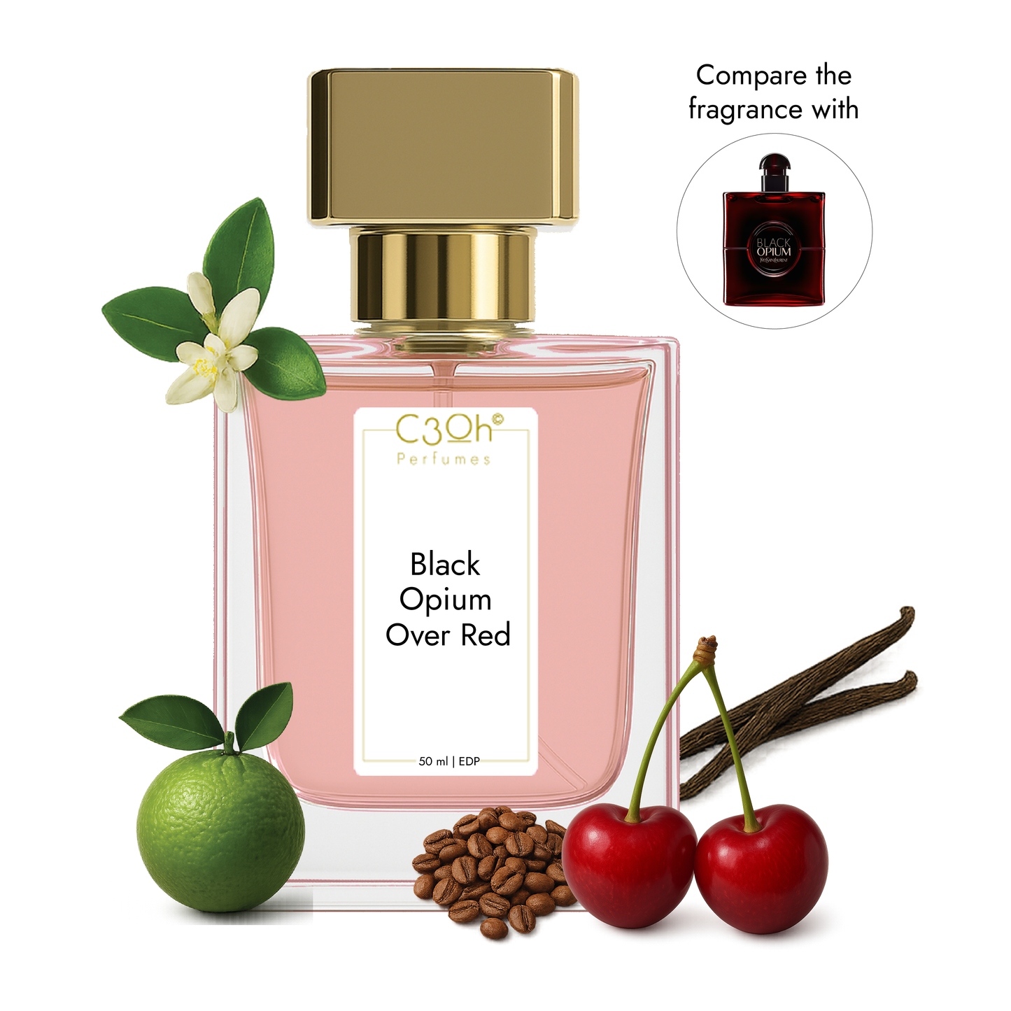 C3oh Black Opium Over Red | Women's Perfume | Ambery Floral Woody Fragrance | 50 ml & 100 ml