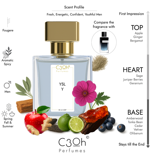C3oh YSL Y | Men's Perfume | Fougere Aromatic Spicy Fragrance | 50 ml & 100 ml