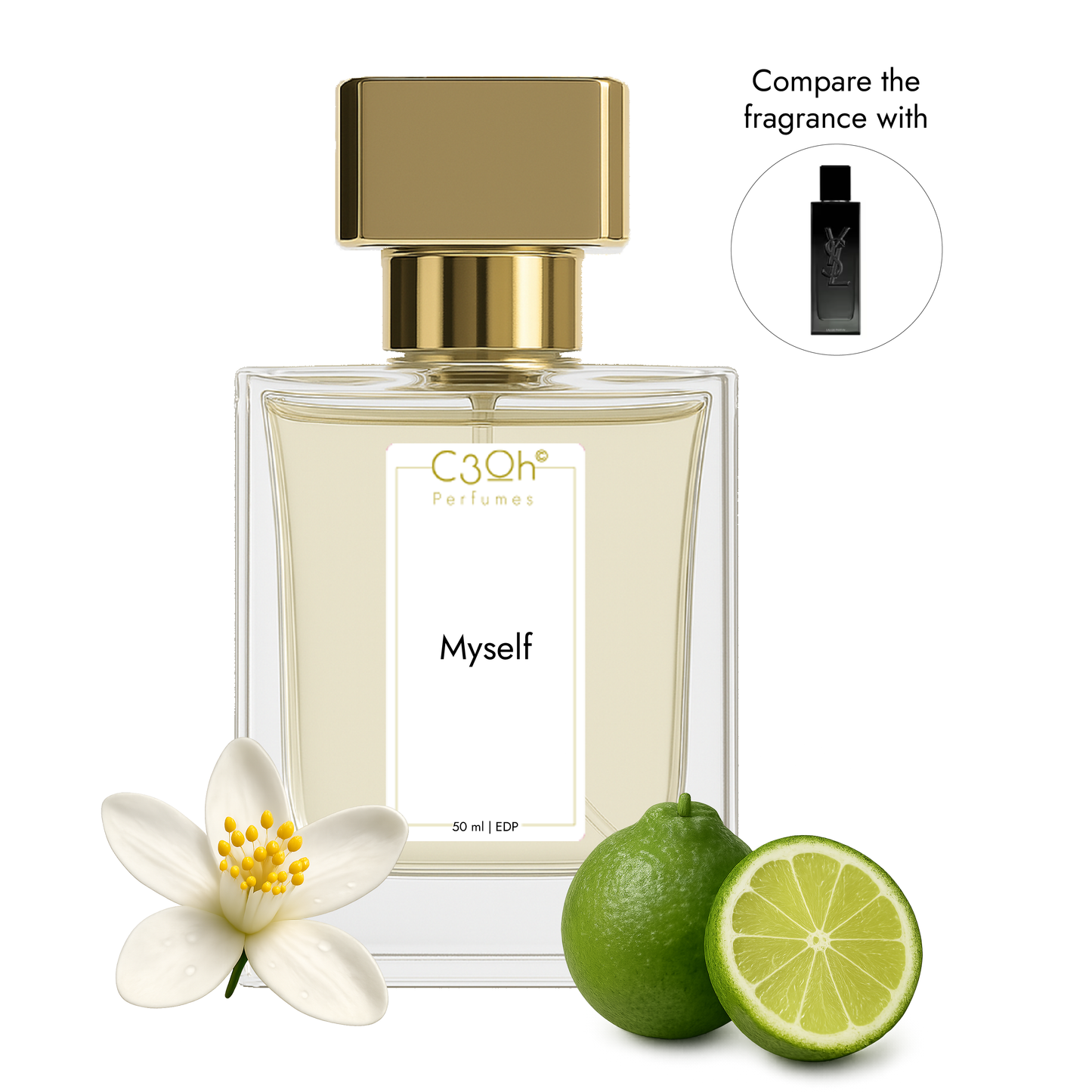 C3oh Myself Perfume Spray for Men | Woody Floral Fragrance | 50 ml & 100 ml Men's Eau De Perfume Spray | Luxury Gift for Him | Perfume for Elegant Authentic Contemporary Confident Men