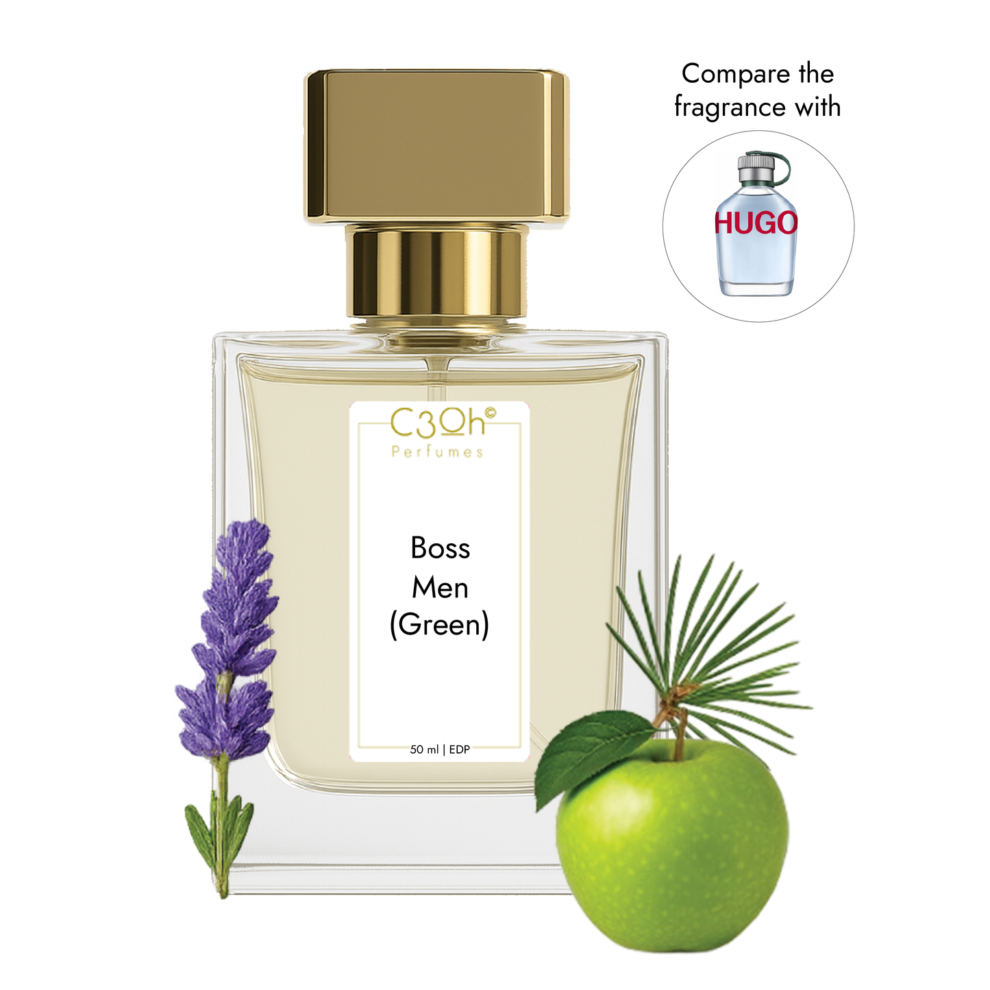C3oh Boss green Perfume Spray for Men | Fougure Fruity Fresh Fragrance | 50 ml & 100 ml Men's Eau De Perfume Spray | Luxury Gift for Him | Perfume for Classic Confident Professional Grounded Men