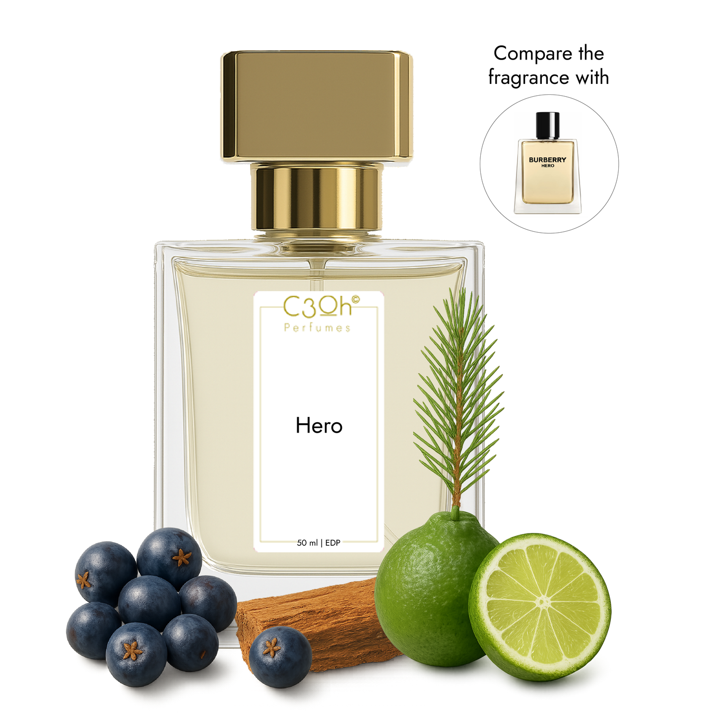 C3oh Hero Perfume Spray for Men | Woddy Fragrance | 50 ml & 100 ml Men's Eau De Perfume Spray | Luxury Gift for Him | Perfume for Bold Dynamic Confident Modern Men