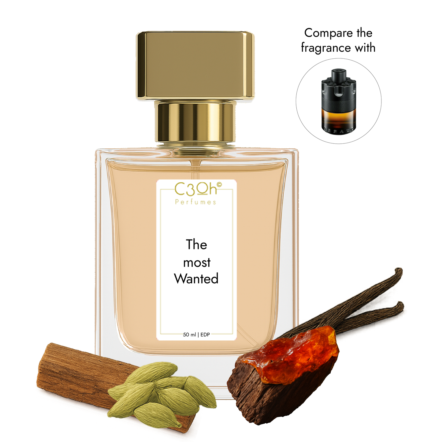 C3oh The most Wanted Perfume Spray for Men | Fougere Ambery Woody Fragrance | 50 ml & 100 ml Men's Eau De Perfume Spray | Luxury Gift for Him | Perfume for Bold Seductive Confident Modern Men