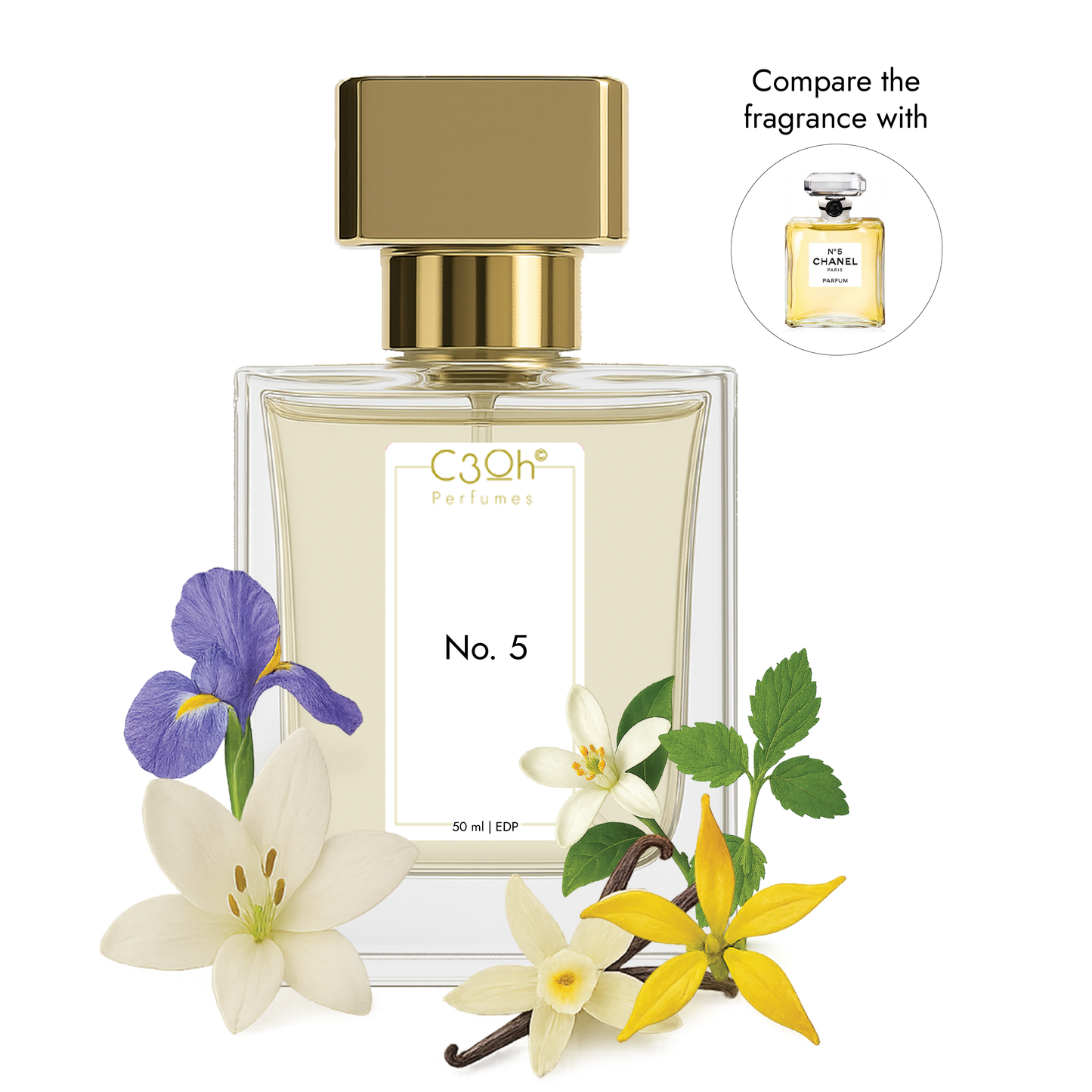 C3oh No. 5 Perfume Spray for Women | Floral Powdery Fragrance | 50 ml & 100 ml Women's Eau De Perfume Spray | Luxury Gift for Her | Perfume for Classic Timeless Confident Elegant Women