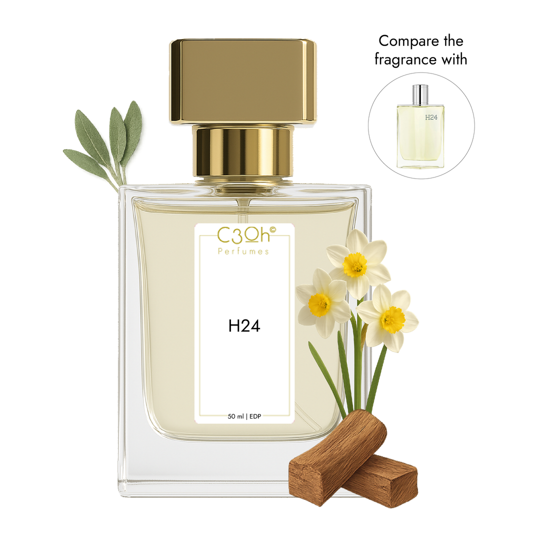 C3oh H24 perfume bottle