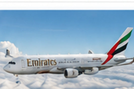 Emirates aircraft above clouds illustrating perfume rules for flights from India