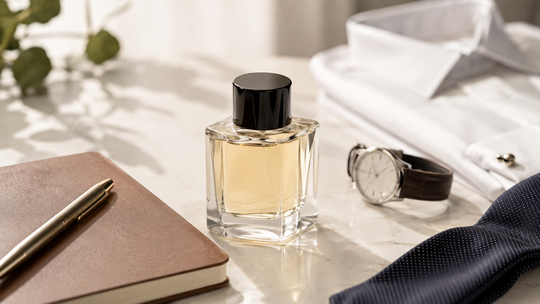 Perfume bottle styled for a guide to safely blind buying perfume online in India