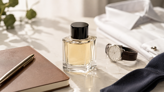 Perfume bottle styled for a guide to safely blind buying perfume online in India