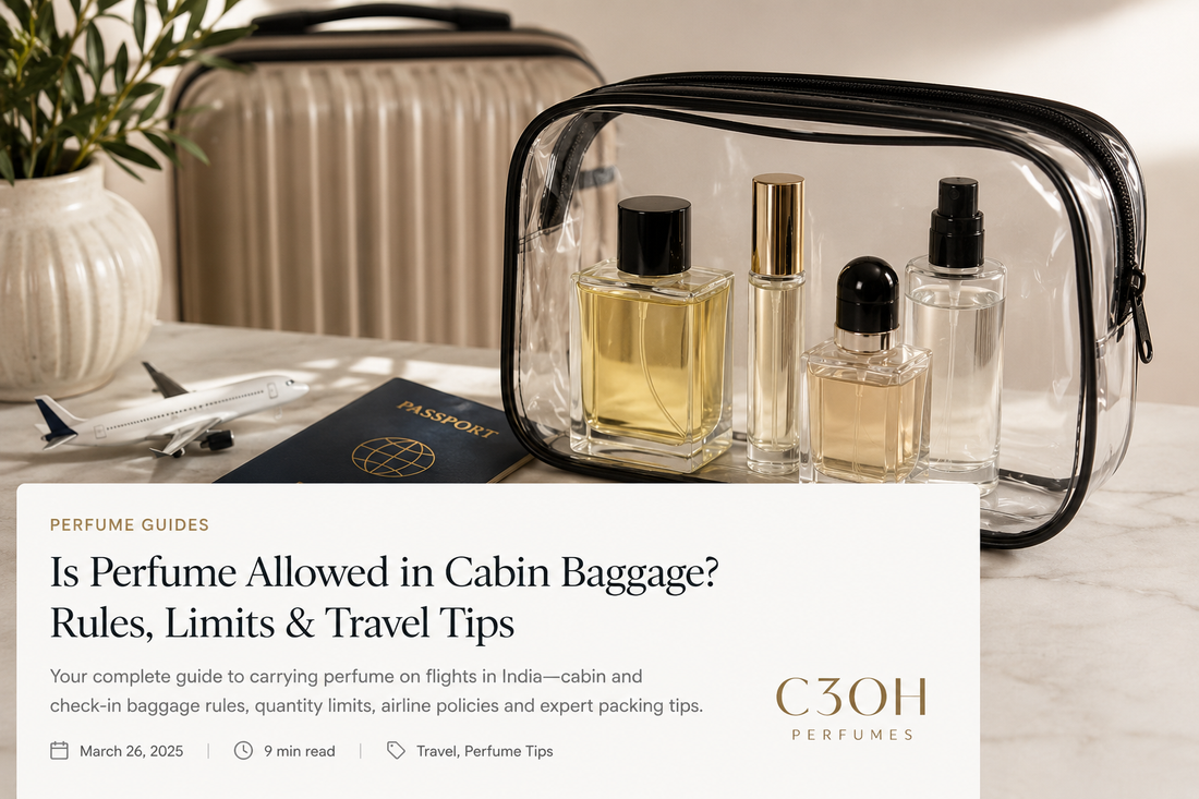 Perfume bottles packed safely for checked baggage on a flight