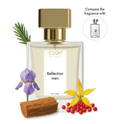 C3oh Reflection Men Perfume for Men | Woody Aromatic White Floral Fresh Spicy Powdery Fragrance | 50 ml & 100 ml Men's Eau De Perfume Spray | Luxury Gift for Him | Perfume for Refined, Elegant, Confident, Sophisticated Men