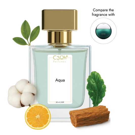 C3oh Aqva Perfume Spray for Men | Fresh Aqua woody Fragrance | 50 ml 100 ml Mens Eau De Perfume Spray | Luxury Gift for Him | Perfume for Fresh Aquatic Energetic Confident Men