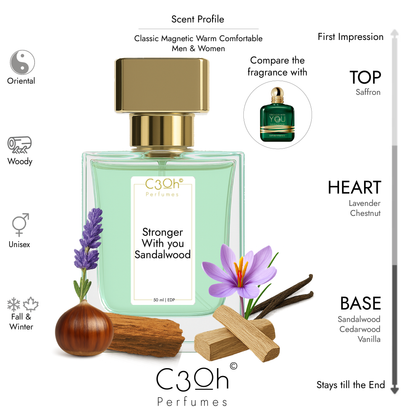 C3oh Stronger with you Sandalwood | Men and Women's Perfume | Oriental Woody Fragrance | 50 ml & 100 ml