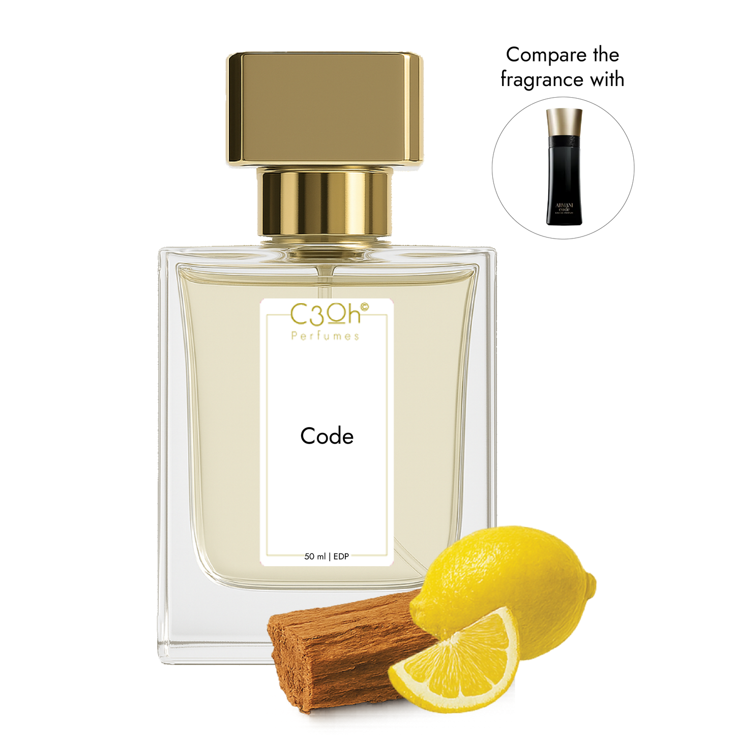 C3oh Code Perfume for Men | Ambery Woody Fragrance | 50 ml & 100 ml Men's Eau De Perfume Spray | Luxury Gift for Him | Perfume for Elegant, Seductive, Confident, Modern Men
