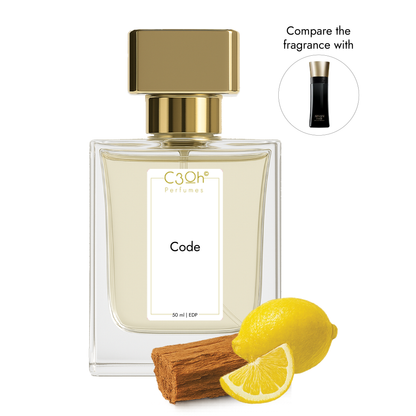 C3oh Code Perfume for Men | Ambery Woody Fragrance | 50 ml & 100 ml Men's Eau De Perfume Spray | Luxury Gift for Him | Perfume for Elegant, Seductive, Confident, Modern Men