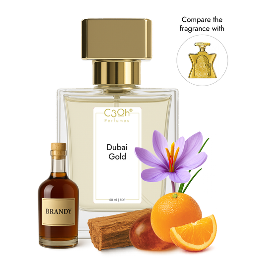 C3oh Dubai Gold Perfume Spray for Men & Women | Oriental Spicy Fragrance | 50 ml & 100 ml Men & Women's Eau De Perfume Spray | Luxury Gift for Him & Her | Perfume for Opulent Luxurious Confident Sophisticated Men & Women
