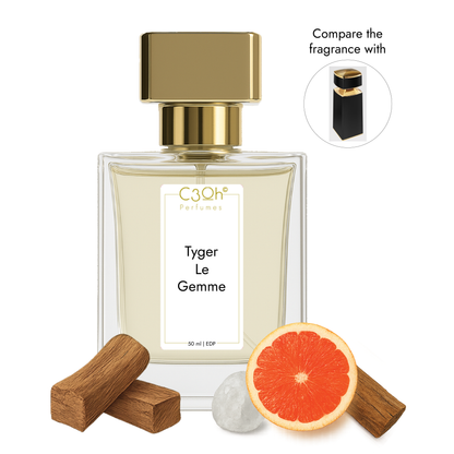 C3oh Tyger Le Gemme Perfume Spray for Men | Citrus Woody Fragrance | 50 ml & 100 ml Men's Eau De Perfume Spray | Luxury Gift for Him | Perfume for Bold Luxurious Confident Sophisticated Men