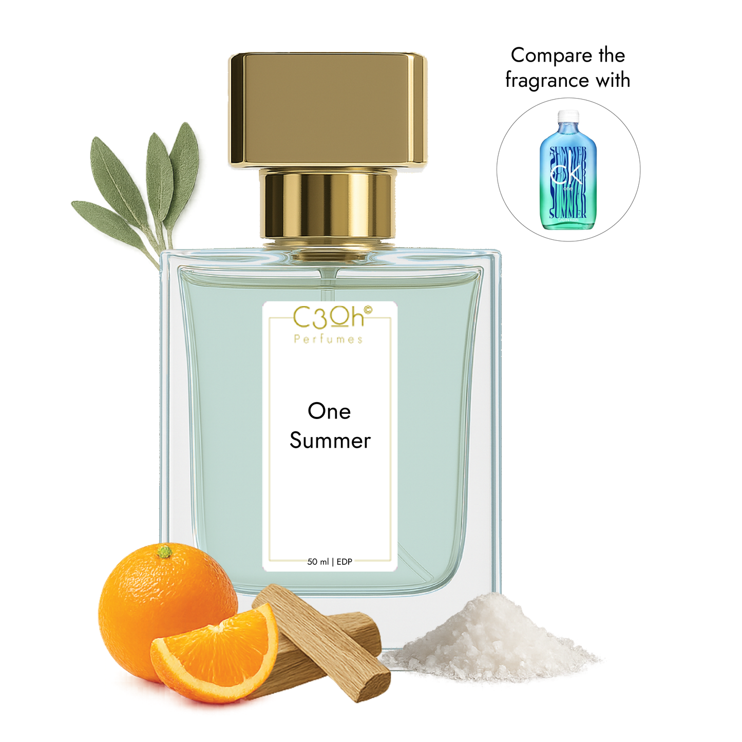 C3oh One Summer Perfume Spray for Men & Women | Aromatic Aquatic Fragrance | 50 ml & 100 ml Men & Women's Eau De Perfume Spray | Luxury Gift for Him & Her | Perfume for Energetic Playful Stylish Understated Men & Women