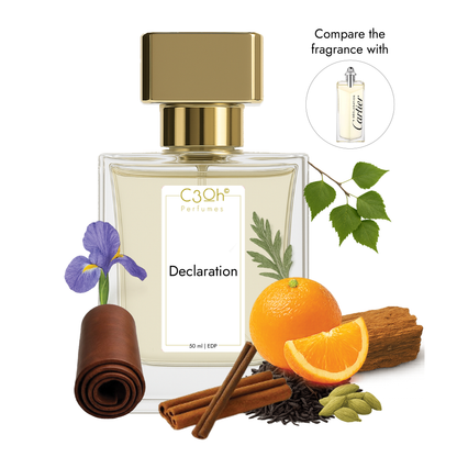 C3oh Declaration Perfume Spray for Men | Woody Citrus Spicy Fragrance | 50 ml & 100 ml Men's Eau De Perfume Spray | Luxury Gift for Him | Perfume for Elegant Sophisticated Confident Refined Men