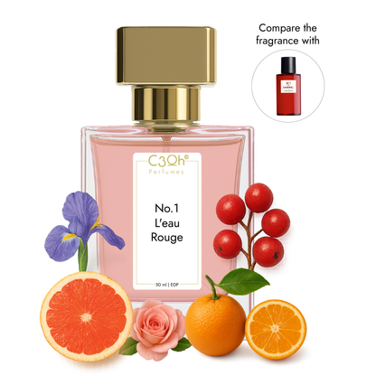 C3oh No. 1 L'eau Rouge Perfume Spray for Women | Musky Floral Citrus Fragrance | 50 ml & 100 ml Women's Eau De Perfume Spray | Luxury Gift for Her | Perfume for Vibrant Sensual Confident Mysterious Women