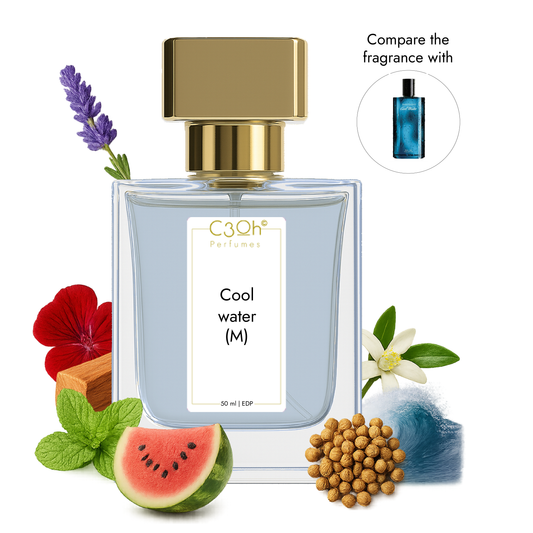 C3oh Cool water men | Perfume Spray for Men | Aromatic Aquatic Fresh Spicy Fragrance | 50 ml 100 ml Mens Eau De Perfume Spray | Luxury Gift for Him | Perfume for Fresh Sporty Confident Approachable Men