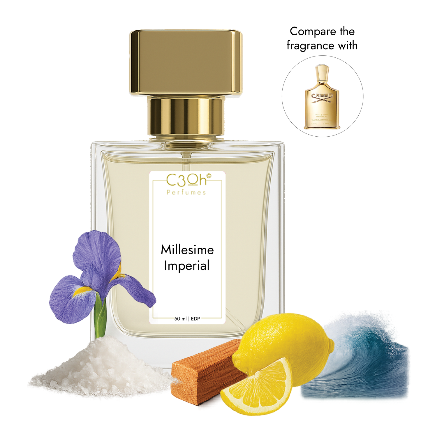 C3oh Millesime Imperial Perfume Spray for Men & Women | Citrus Woody Floral Musky Fragrance | 50 ml & 100 ml Men Women's Eau De Perfume Spray | Luxury Gift for Him & Her | Perfume for Fresh Elegant Confident Timeless Men & Women