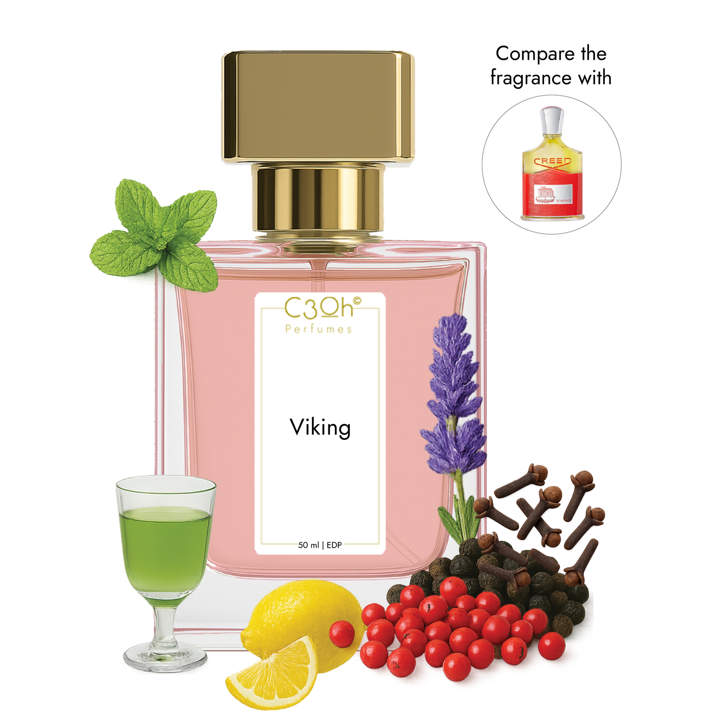 C3oh Viking Perfume Spray for Men | Woody Aromatic Fragrance | 50 ml & 100 ml Men's Eau De Perfume Spray | Luxury Gift for Him | Perfume for Bold Strong Confident Adventurous Men