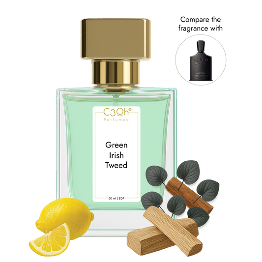 C3oh Green Irish Tweed Perfume Spray for Men | Woody Floral Musky Fragrance | 50 ml & 100 ml Men's Eau De Perfume Spray | Luxury Gift for Him | Perfume for Classic Refined Confident Sophisticated Men