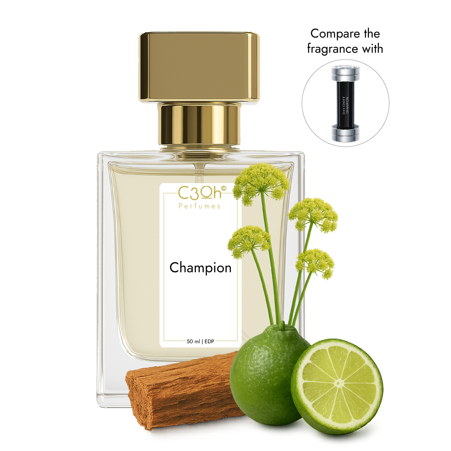 C3oh Champion Perfume Spray for Men | Woody Aromatic Fragrance | 50 ml & 100 ml Men's Eau De Perfume Spray | Luxury Gift for Him | Perfume for Energetic Masculine Competitive Adventurous Men