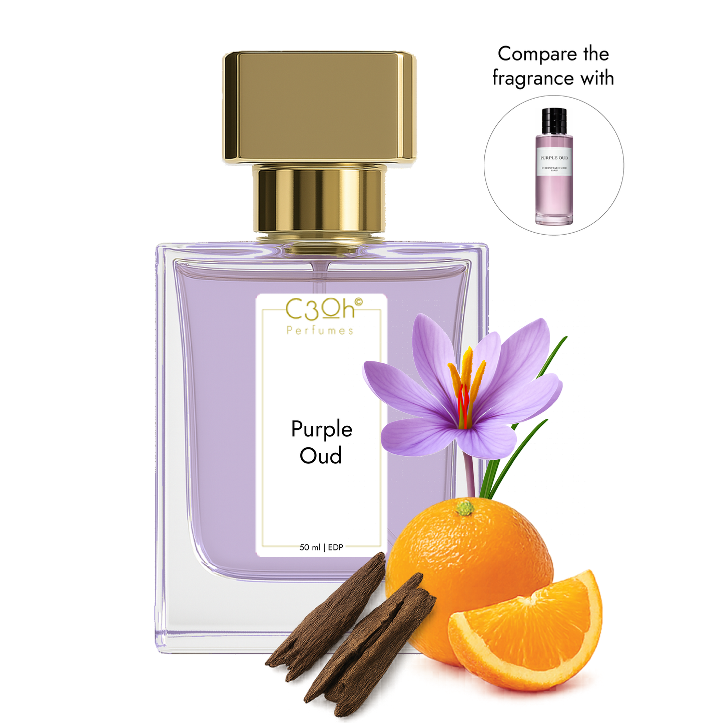 C3oh Purple Oud Perfume Spray for Men & Women | Woody Spicy Fragrance | 50 ml & 100 ml