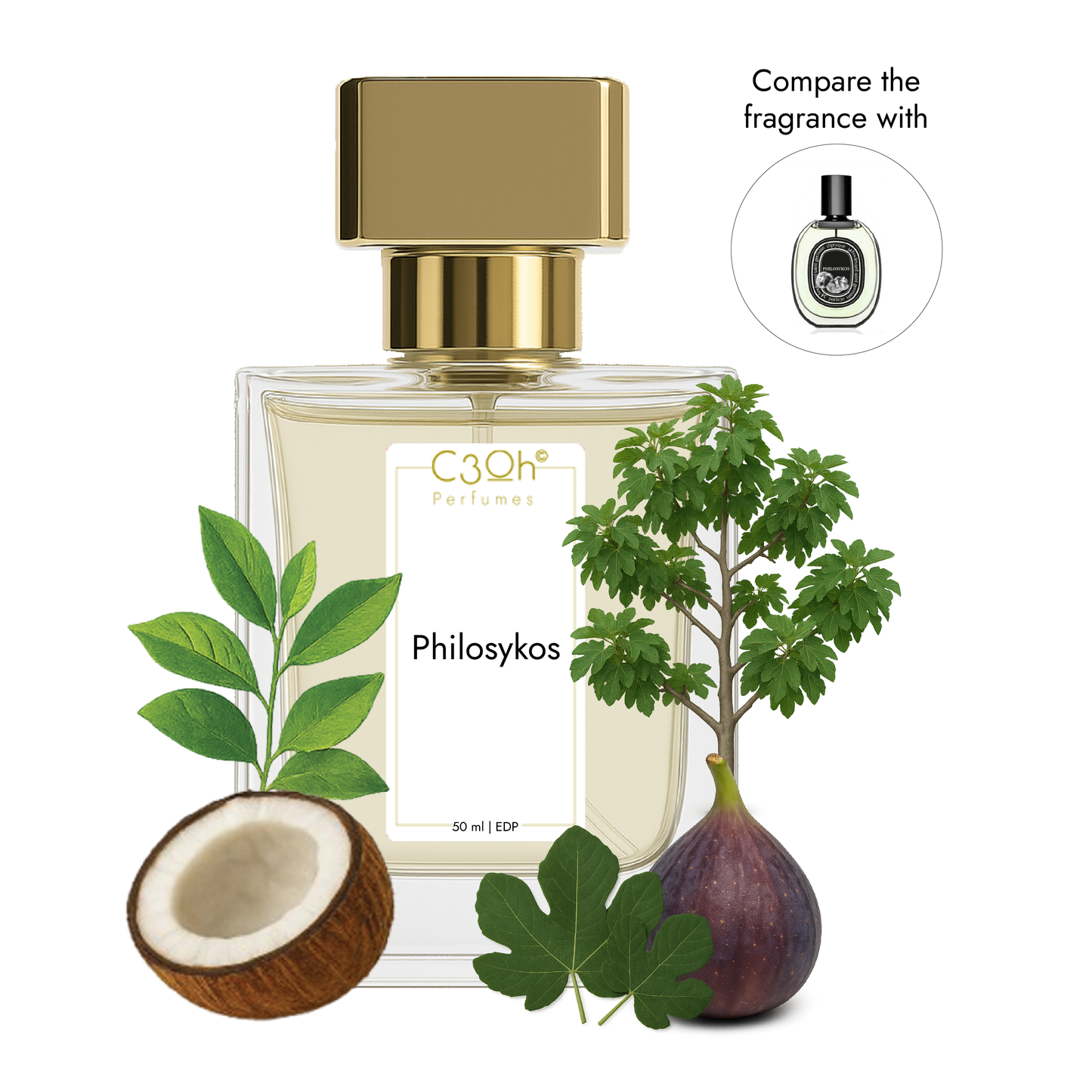 C3oh Philosykos Perfume Spray for Men & Women | Aromatic Green Fragrance | 50 ml & 100 ml
