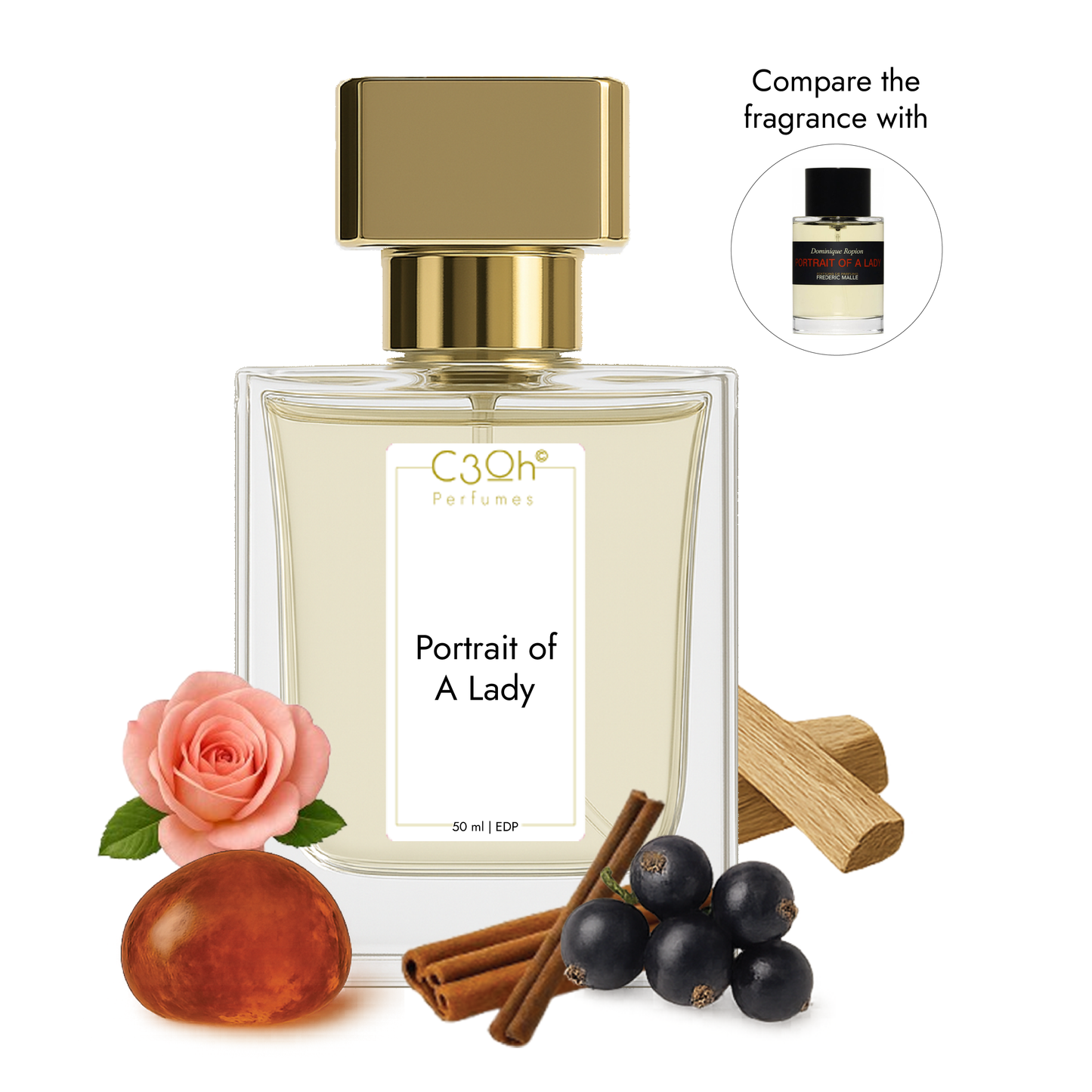 C3oh Potrait of a lady Perfume Spray for Women | Floral Woody Fragrance | 50 ml & 100 ml