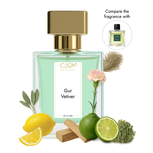 C3oh Gur Vetiver Perfume Spray for Men | Oriental Aromatic Woody Fragrance | 50 ml & 100 ml