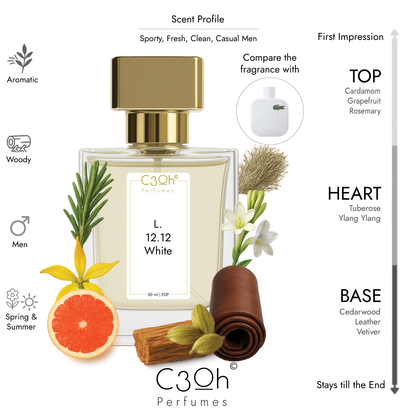 C3oh L. 12. 12 White | Men's Perfume | Woody Aromatic Fragrance | 50 ml & 100 ml