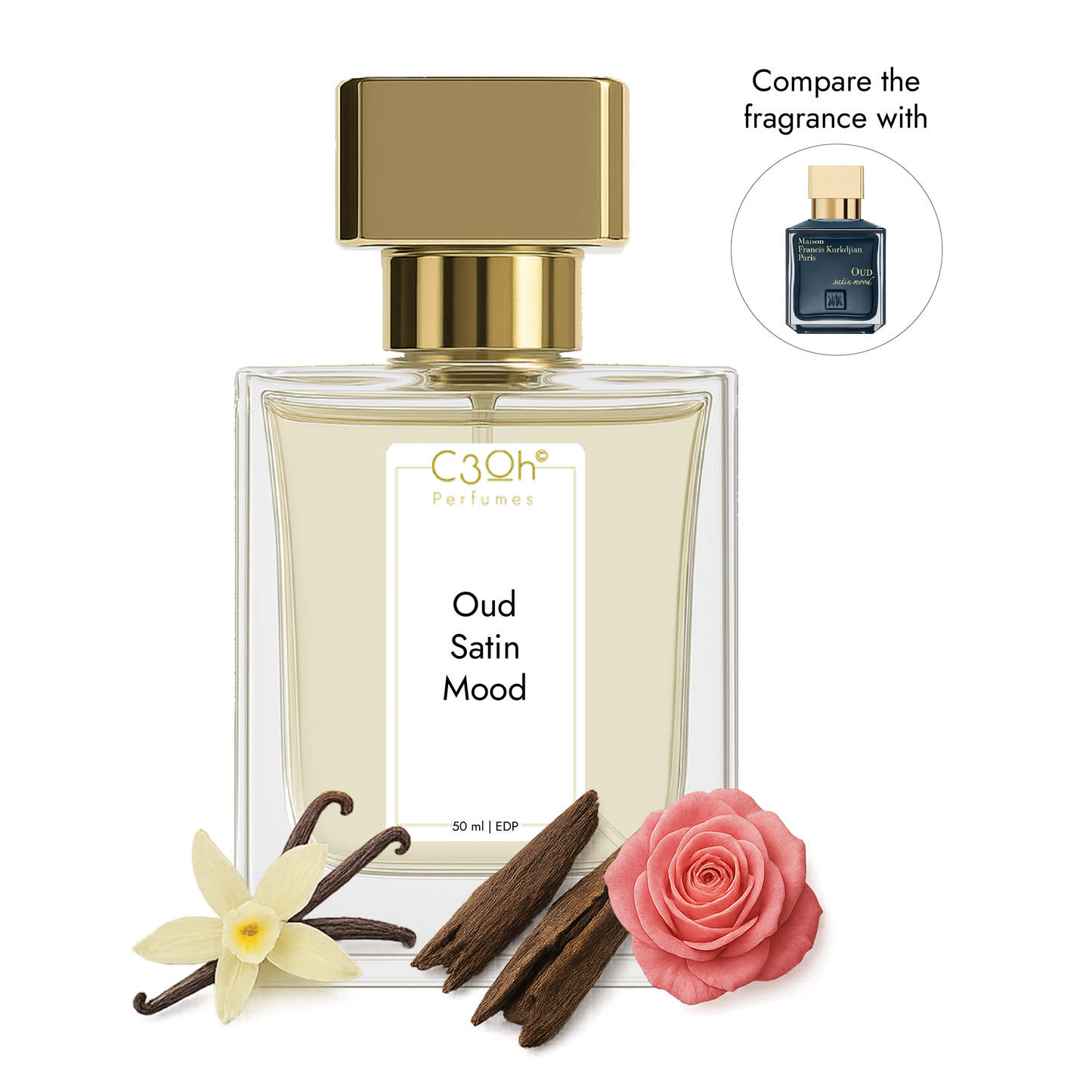 C3oh Oud satin mood | Men & Women's Perfume | Floral Woody Ambery Fragrance | 50 ml & 100 ml